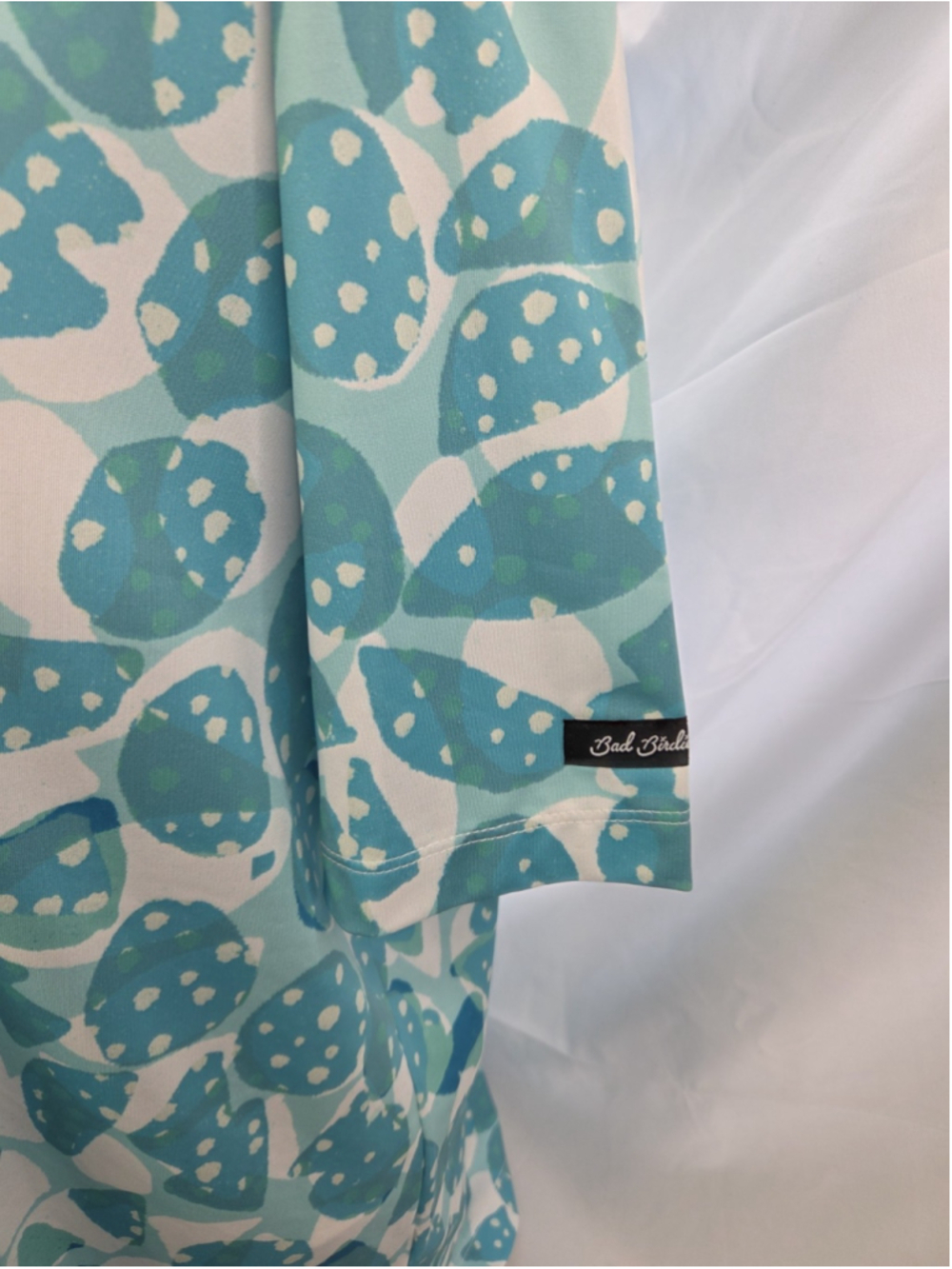Bad Birdie New Women's Golf Polo Shirt "Bam Bam" Blue Print Small NWT #1201 - Picture 4 of 6
